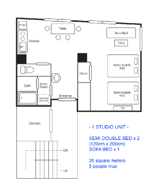 ［梅田］アパートメント（35m²）｜ 1ベッドルーム／1バスルーム